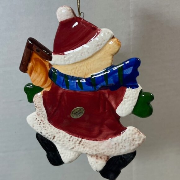 Ceramic Christmas Santa Bear Tree Hanging Holiday Ornament 4"x5" - Picture 5 of 12